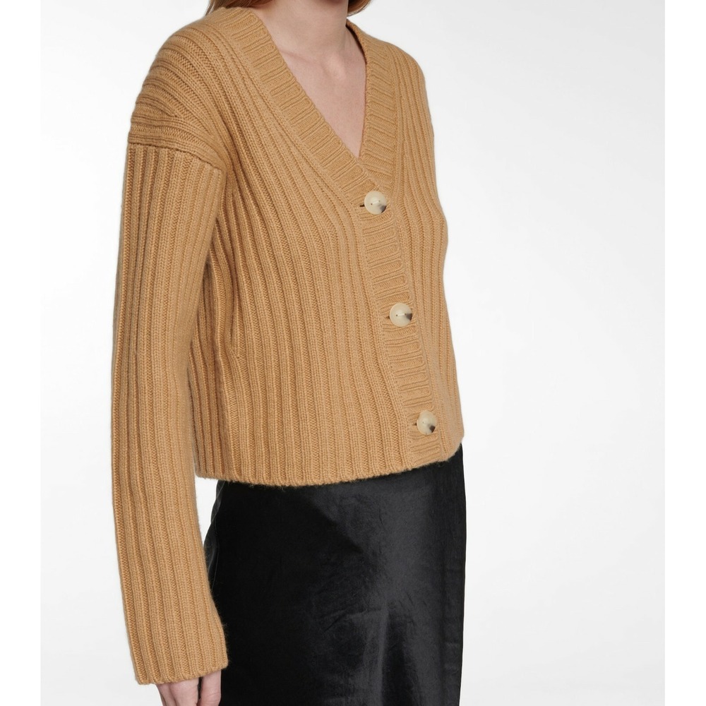 Vince XL Wool Cashmere Ribbed Button Cardigan Sweater Tan Camel - Picture 3 of 8